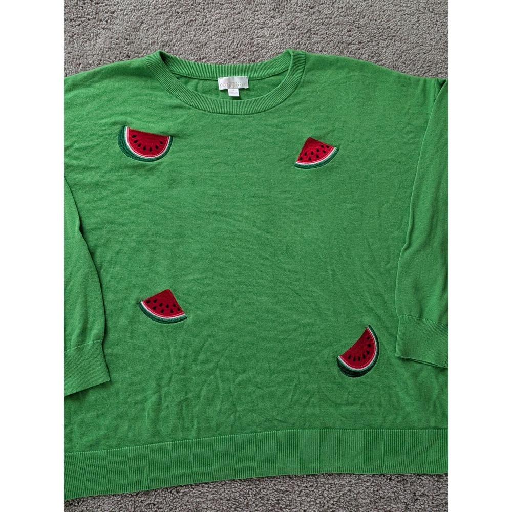Belle By Kim Gravel Pullover Womens 1XL Fruit Salad Summer Sweater Watermelon